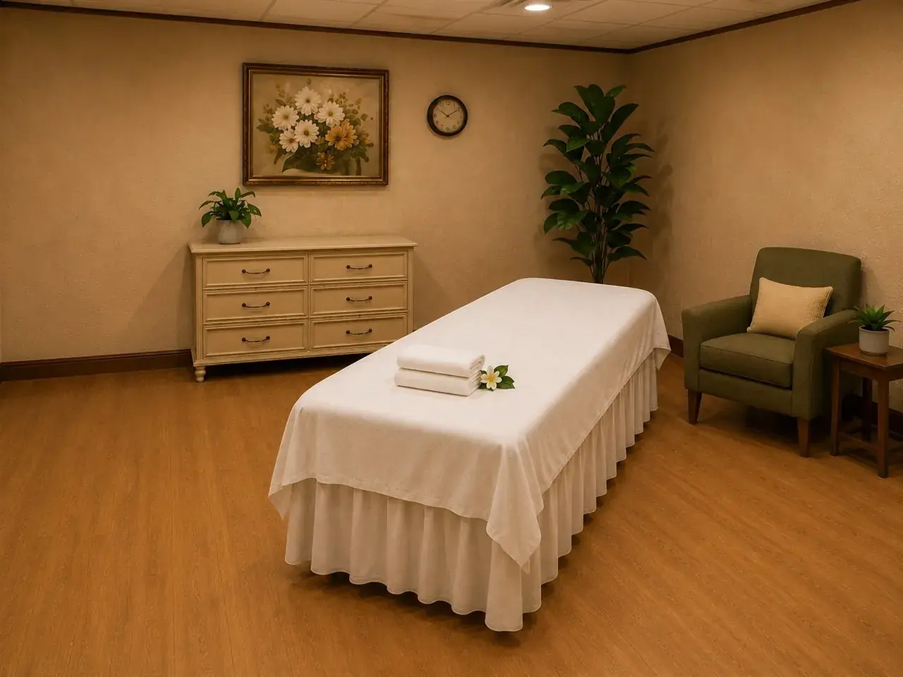 Clean hallway to private rooms at Lucky Star Massage in Scottsdale AZ