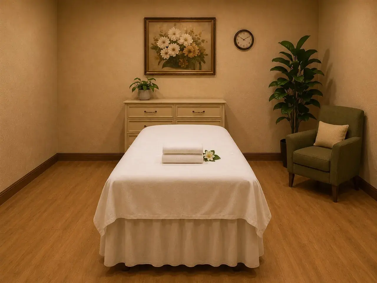 Private massage room with seating at Lucky Star Massage in Scottsdale AZ